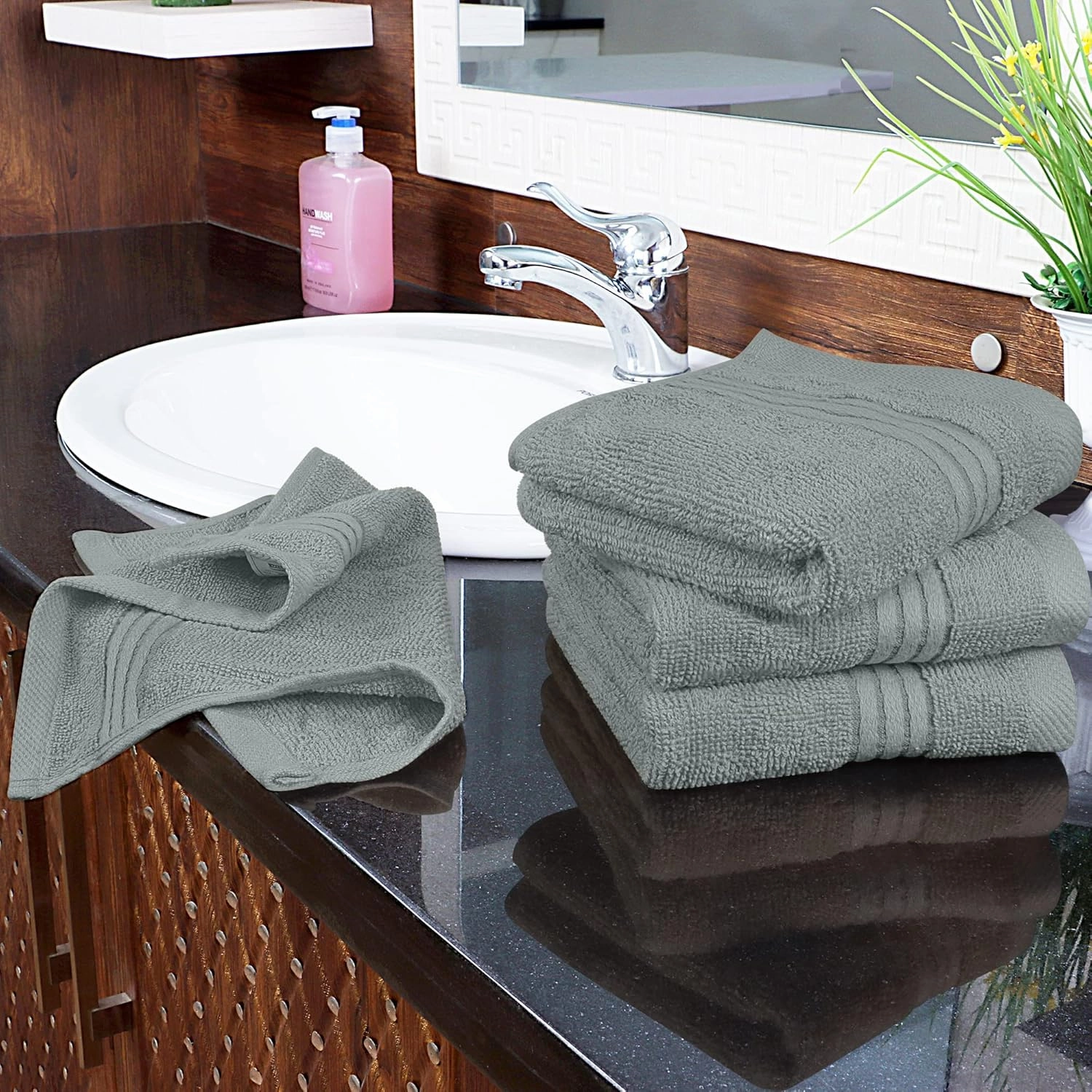 Utopia Towels 12 Pack Premium Wash Cloths Set, 12 by 12 Inches, 100% Cotton Ring Spun, Highly Absorbent and Soft Feel Washcloths for Bathroom, Spa, Gym, and Face, Cool Grey