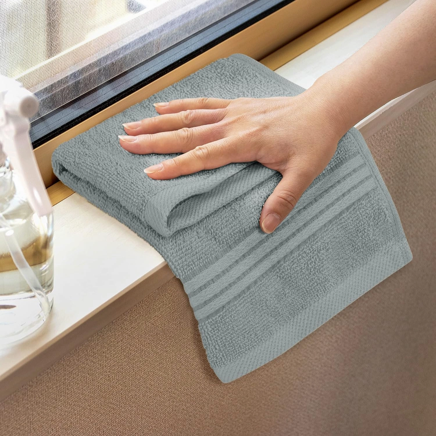 Utopia Towels 12 Pack Premium Wash Cloths Set, 12 by 12 Inches, 100% Cotton Ring Spun, Highly Absorbent and Soft Feel Washcloths for Bathroom, Spa, Gym, and Face, Cool Grey