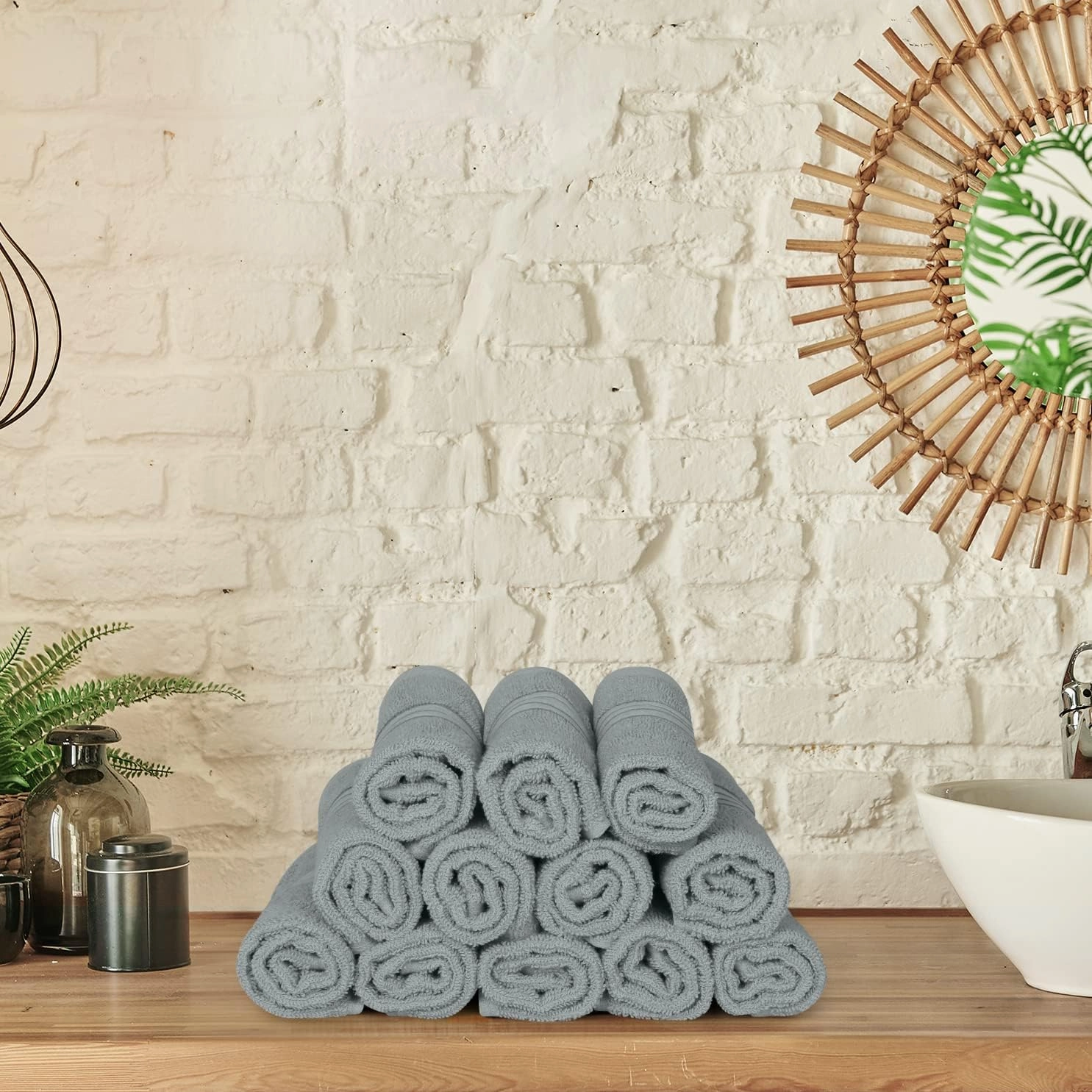 Utopia Towels 12 Pack Premium Wash Cloths Set, 12 by 12 Inches, 100% Cotton Ring Spun, Highly Absorbent and Soft Feel Washcloths for Bathroom, Spa, Gym, and Face, Cool Grey