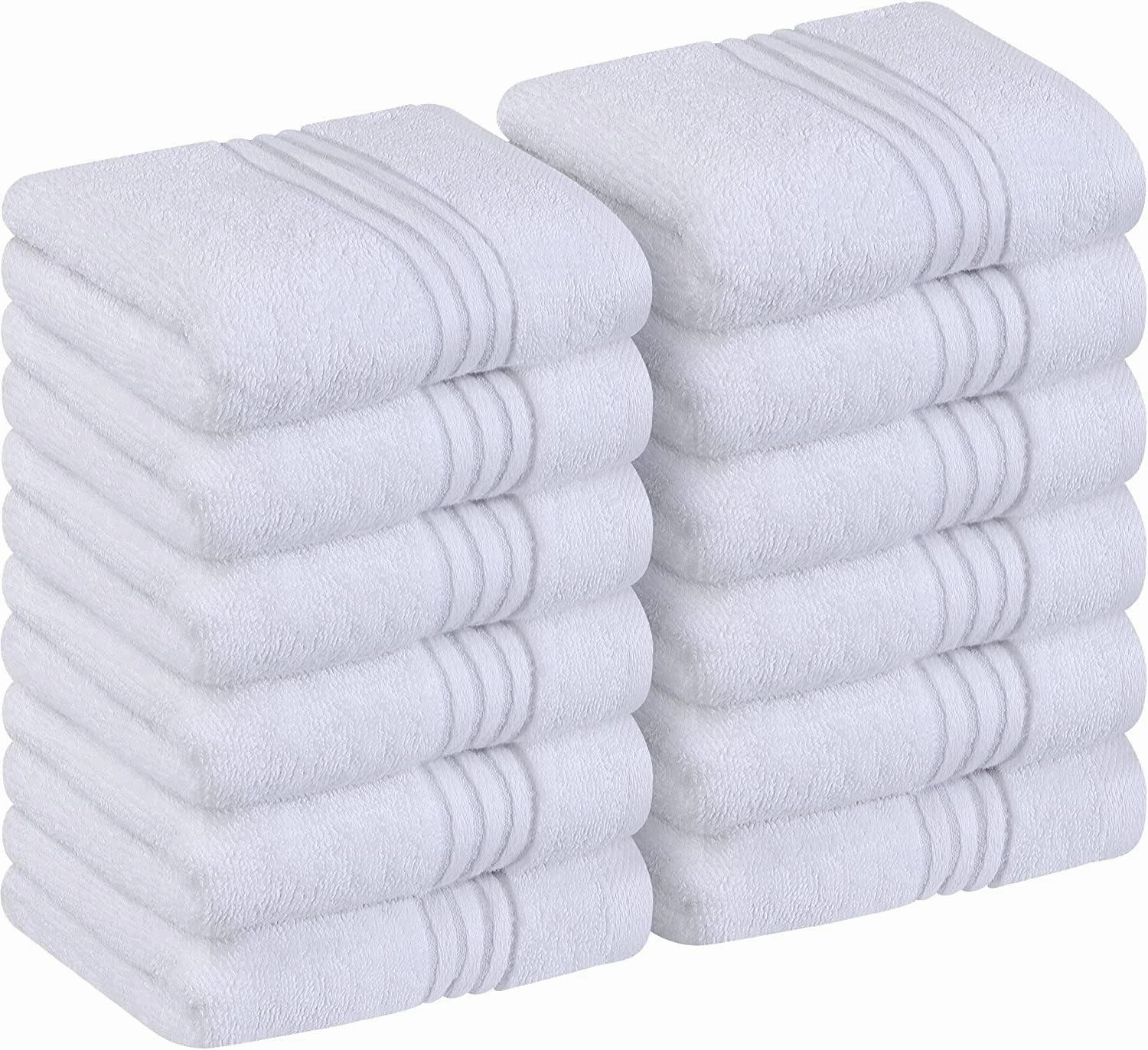 Utopia Towels 12 Pack Premium Wash Cloths Set, 12 by 12 Inches, 100% Cotton Ring Spun, Highly Absorbent and Soft Feel Washcloths for Bathroom, Spa, Gym, and Face, White