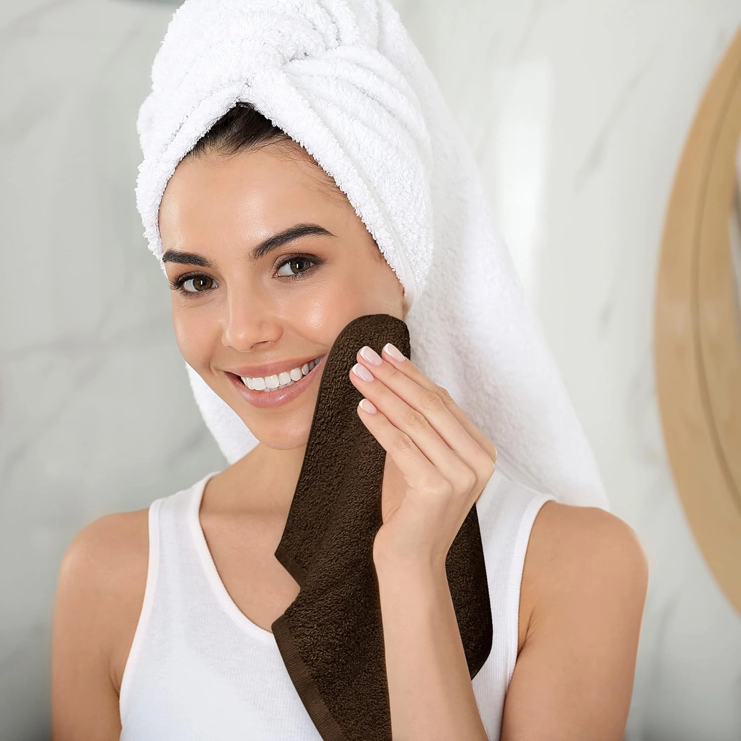 Utopia Towels 24 Pack Cotton Washcloths Set, 100% Ring Spun Cotton, Premium Quality Flannel Face Cloths, Highly Absorbent and Soft Feel Fingertip Towels, Brown