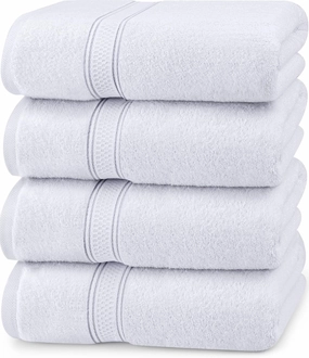Utopia Towels 4 Pack Premium Bath Towels Set, 27 by 54 Inches, 100% Ring Spun Cotton 600GSM, Lightweight and Highly Absorbent Quick Drying Towels, Perfect for Daily Use, White