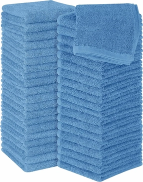 Utopia Towels 60 Pack Cotton Washcloths Set, 100% Ring Spun Cotton, Premium Flannel Face Cloths, Highly Absorbent and Soft Feel Fingertip Towels, Electric Blue