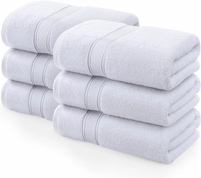Utopia Towels 6 Pack Premium Bath Towels Set, (27 x 54 Inches) 100% Ring Spun Cotton 600GSM, Lightweight and Highly Absorbent Quick Drying Towels, Perfect for Daily Use (White)