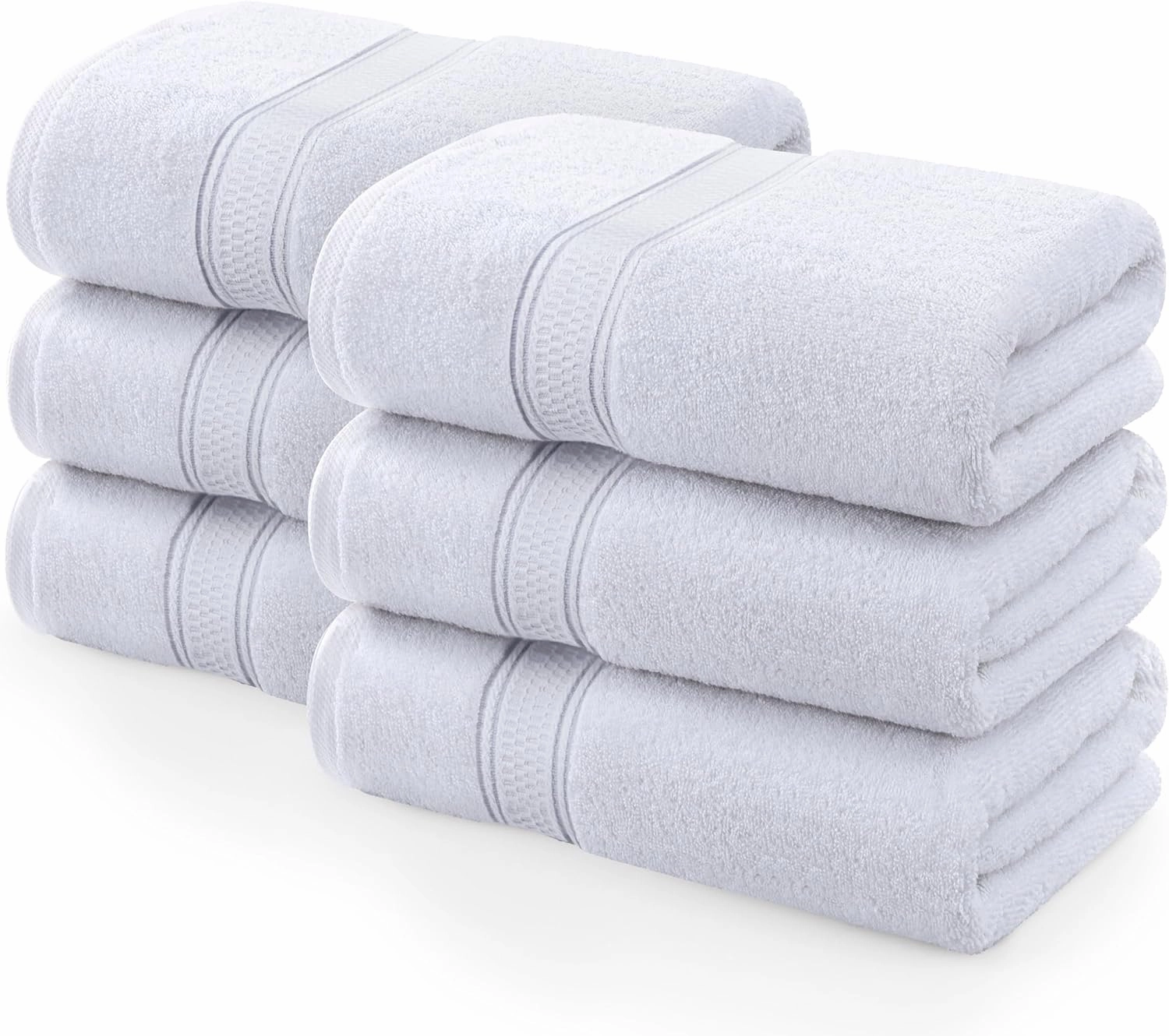 Utopia Towels 6 Pack Premium Bath Towels Set, (27 x 54 Inches) 100% Ring Spun Cotton 600GSM, Lightweight and Highly Absorbent Quick Drying Towels, Perfect for Daily Use (White)