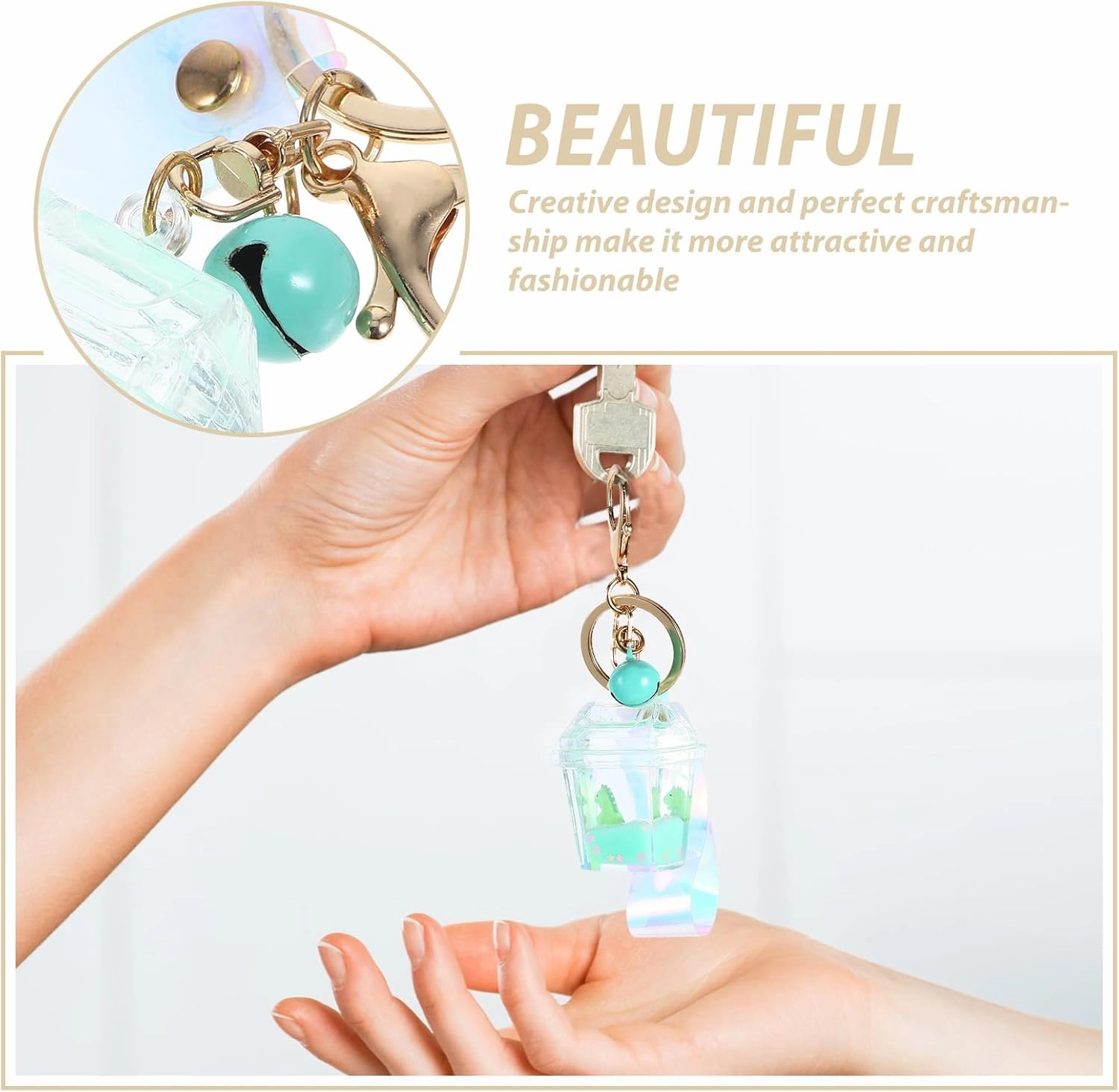 VALICLUD Lovely Fruit Liquid Quicksand Keychain Acrylic Keyring Bag Ornament