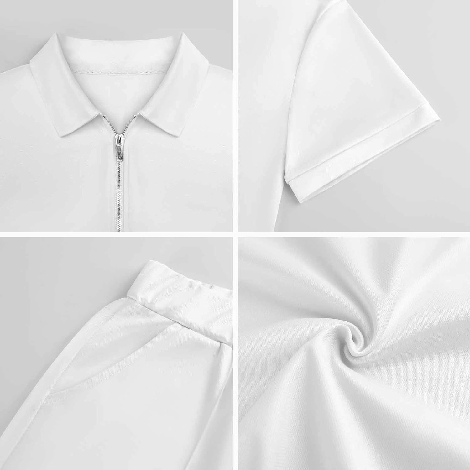 Vatican City Flag Summer Polo Suits for Men 1/4 Zipped Golf Shirts And Shorts Sets Loungewear