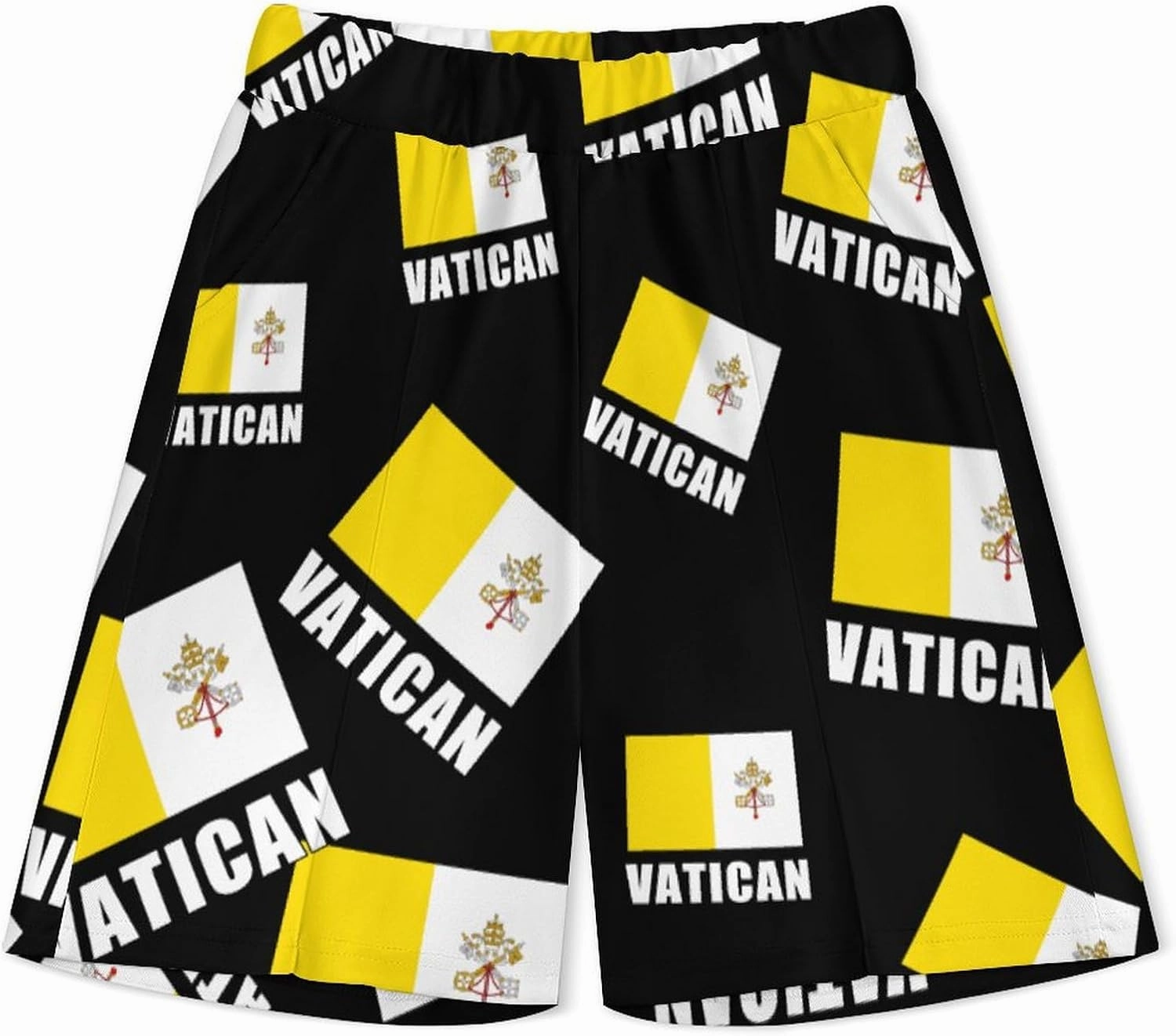 Vatican City Flag Summer Polo Suits for Men 1/4 Zipped Golf Shirts And Shorts Sets Loungewear