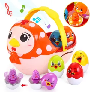 Vatos Baby Easter Egg Toy, Toddler Easter Basket for 1 2 3 4 5 Year Old Boys & Girls | Musical Easter Eggs with Colorful Changing Lights| Musical Easter Eggs for Babies