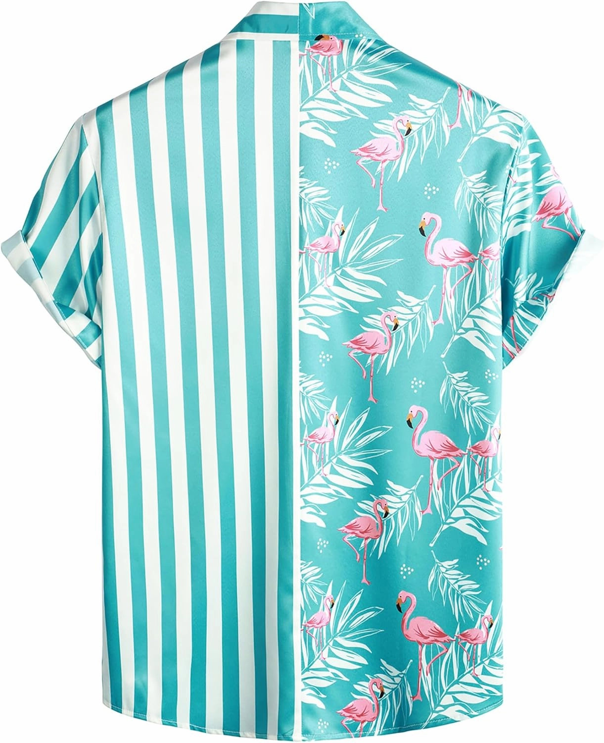 VATPAVE Mens Flamingo Hawaiian Sets Casual Short Sleeve Button Down Shirts Beach Outfits