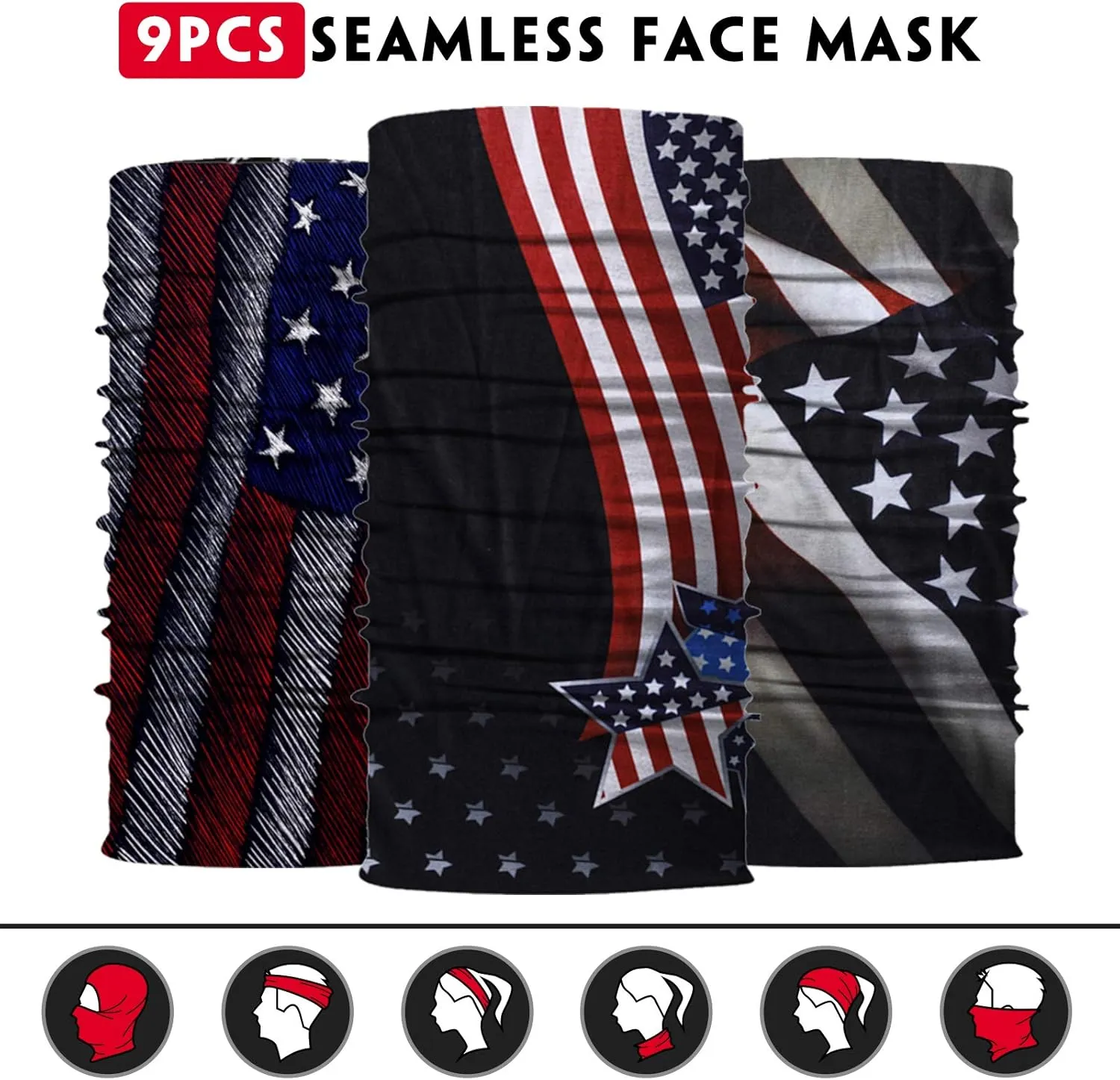 Venswell Neck Gaiter Face Mask Men Women,Seamless Bandana Rave Face Cover Scarf Mask,Balaclava,Headband, Head Wrap,Headwear