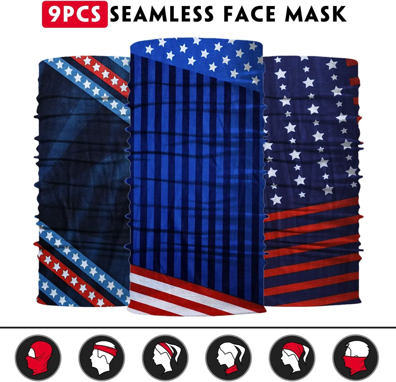 Venswell Neck Gaiter Face Mask Men Women,Seamless Bandana Rave Face Cover Scarf Mask,Balaclava,Headband, Head Wrap,Headwear