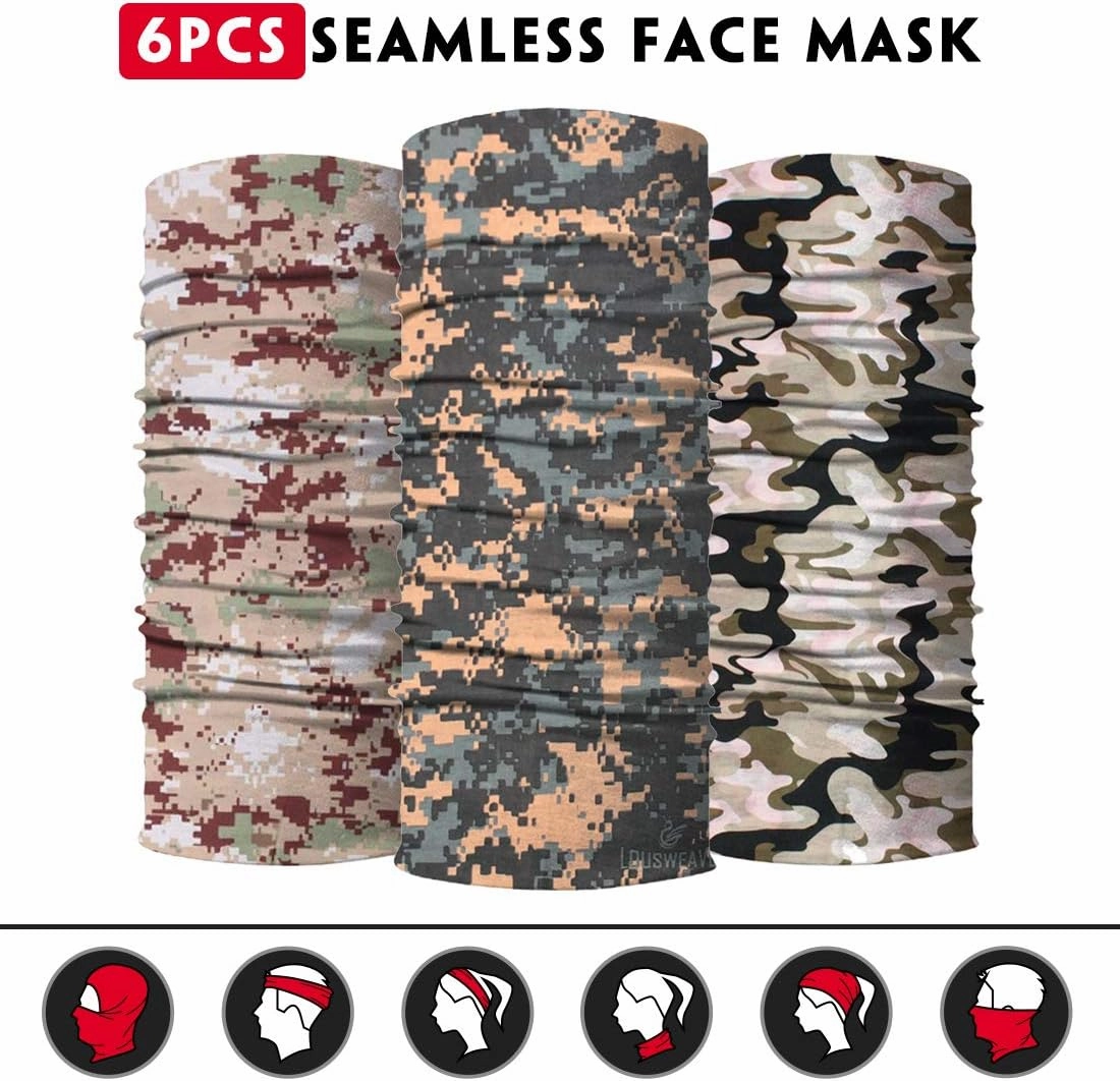 Venswell Neck Gaiter Face Mask Men Women,Seamless Bandana Rave Face Cover Scarf Mask,Balaclava,Headband, Head Wrap,Headwear