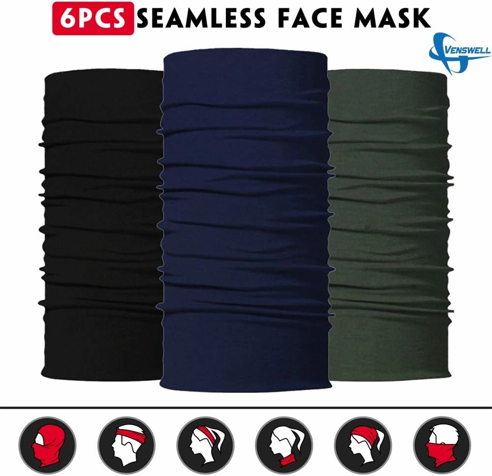 Venswell Neck Gaiter Face Mask Men Women,Seamless Bandana Rave Face Cover Scarf Mask,Balaclava,Headband, Head Wrap,Headwear