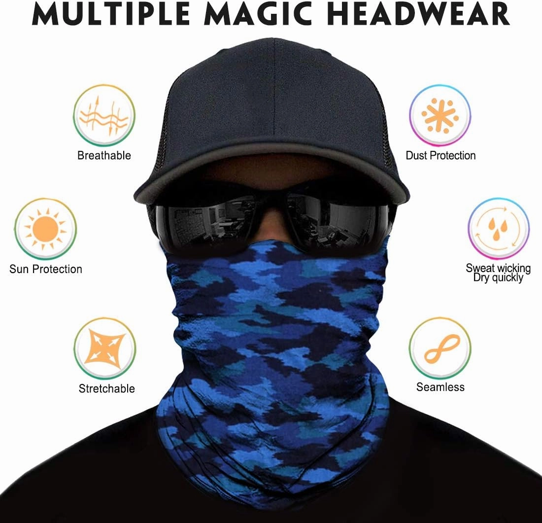 Venswell Neck Gaiter Face Mask Men Women,Seamless Bandana Rave Face Cover Scarf Mask,Balaclava,Headband, Head Wrap,Headwear
