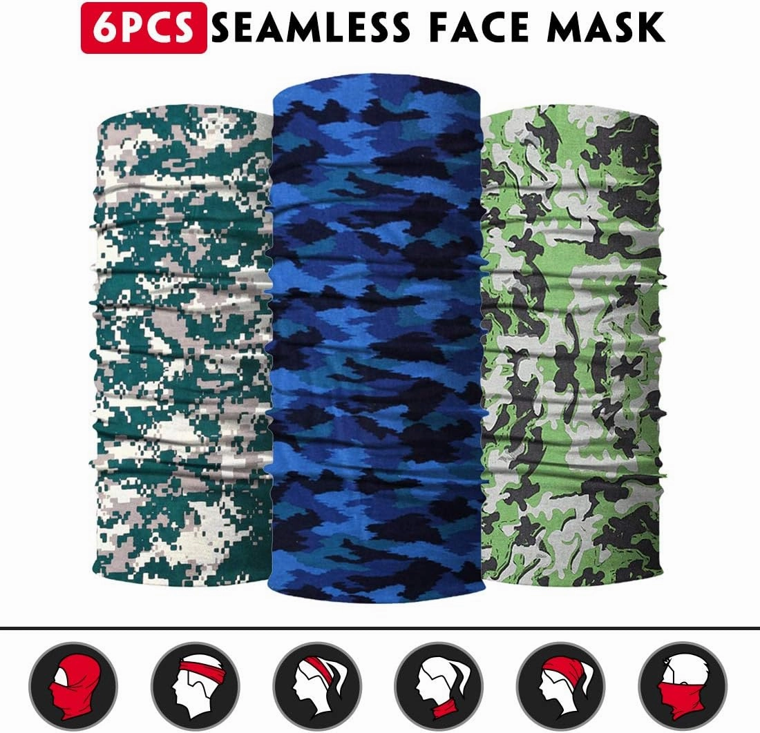 Venswell Neck Gaiter Face Mask Men Women,Seamless Bandana Rave Face Cover Scarf Mask,Balaclava,Headband, Head Wrap,Headwear