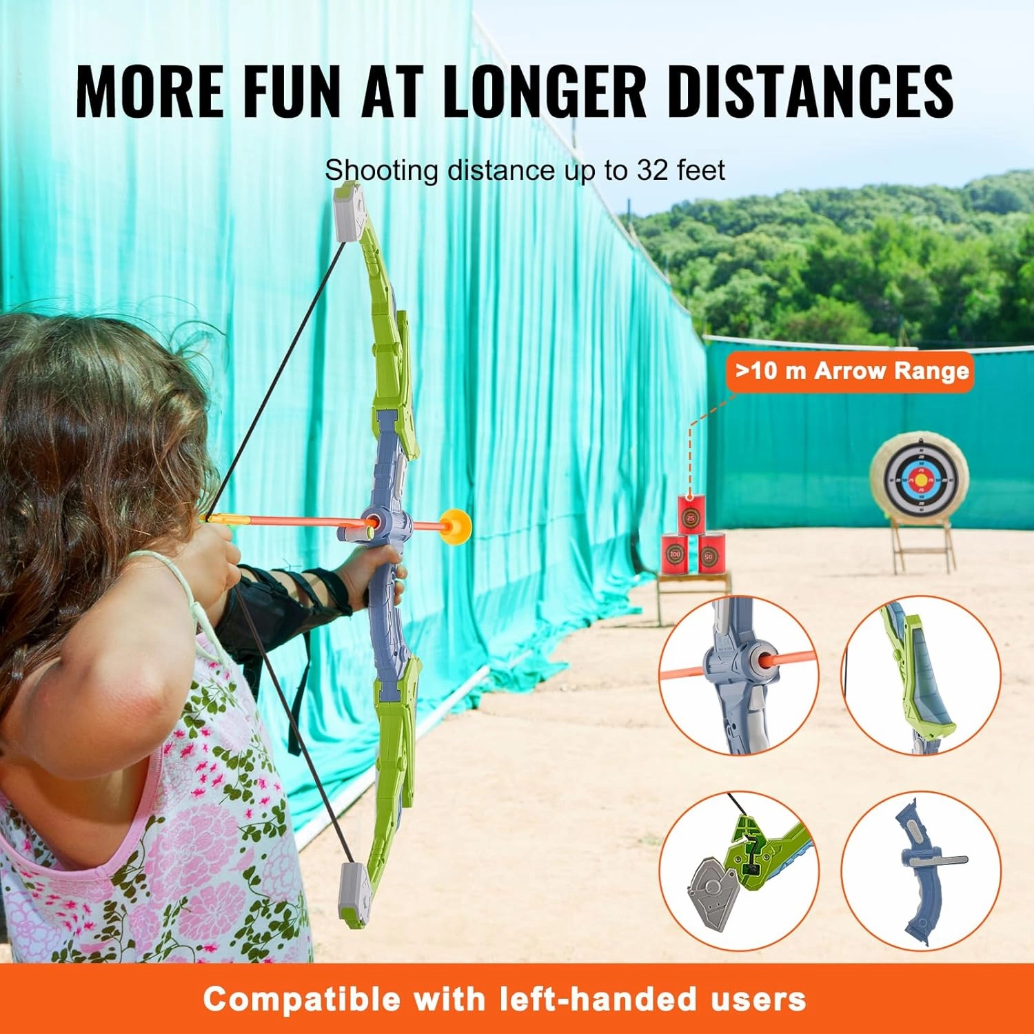 VEVOR Bow and Arrow Set for Kids, 2 Pack LED Light Up Archery Set with 20 Suction Cup Arrows, Indoor Outdoor Toy for Boys Girls Age 4-8 8-12 with Hanging Target & 2 Quivers, Ideal Gift for Kids