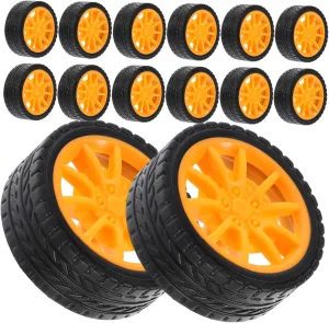 VICASKY 20pcs DIY Car Wheels Sturdy Rubber Toy Car Tires for Craft Mini Engineering Vehicle Toys Kids Wheel Set