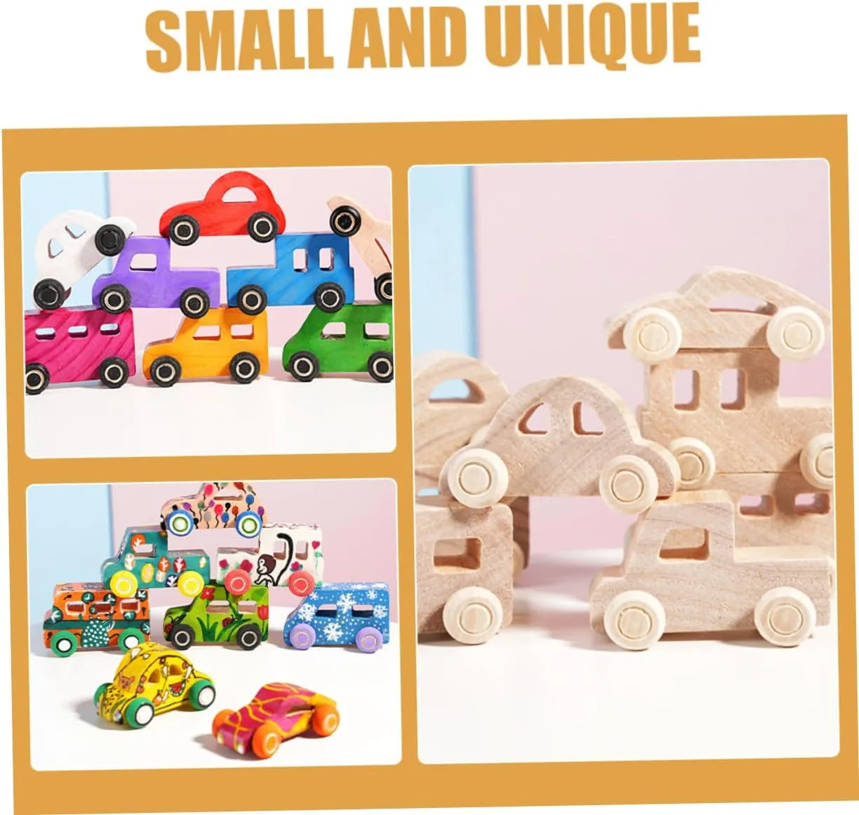 VICASKY 8pcs DIY Graffiti Wooden Car Unfinished Craft Toys for Boys and Girls Safe Wood Materials for Painting Personalizing Fun Creative Activities for Arts Crafts Projects
