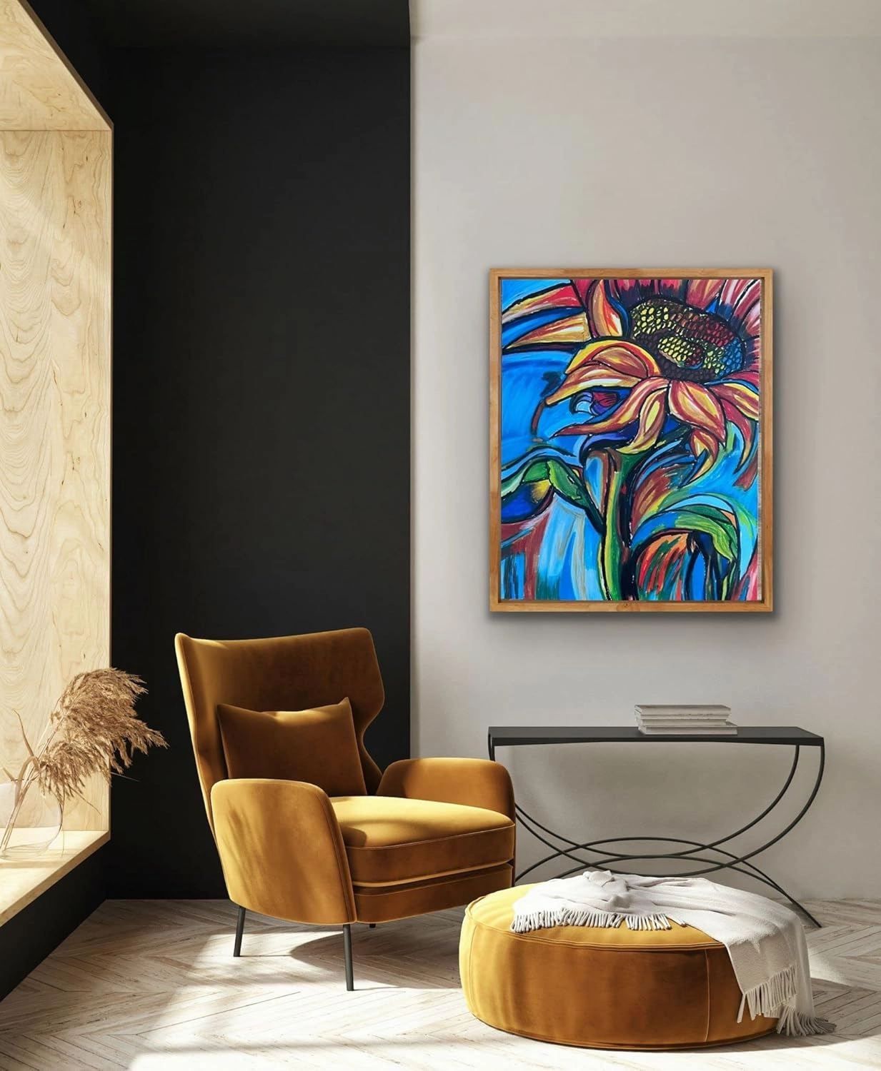 Vichy's Art Ring of Fire Sunflower, 5x7 in High-Resolution Print Replica Made by Viktor Bevanda, Matted & Signed, Museum-Quality Print, Acid-Free Luster Paper (Canvas Print 20x30”)
