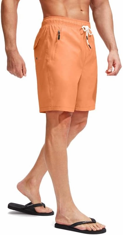 Viodia Men's Swim Trunks with Compression Liner Quick Dry Board Shorts Swimsuit Swimwear for Men with Zipper Pockets