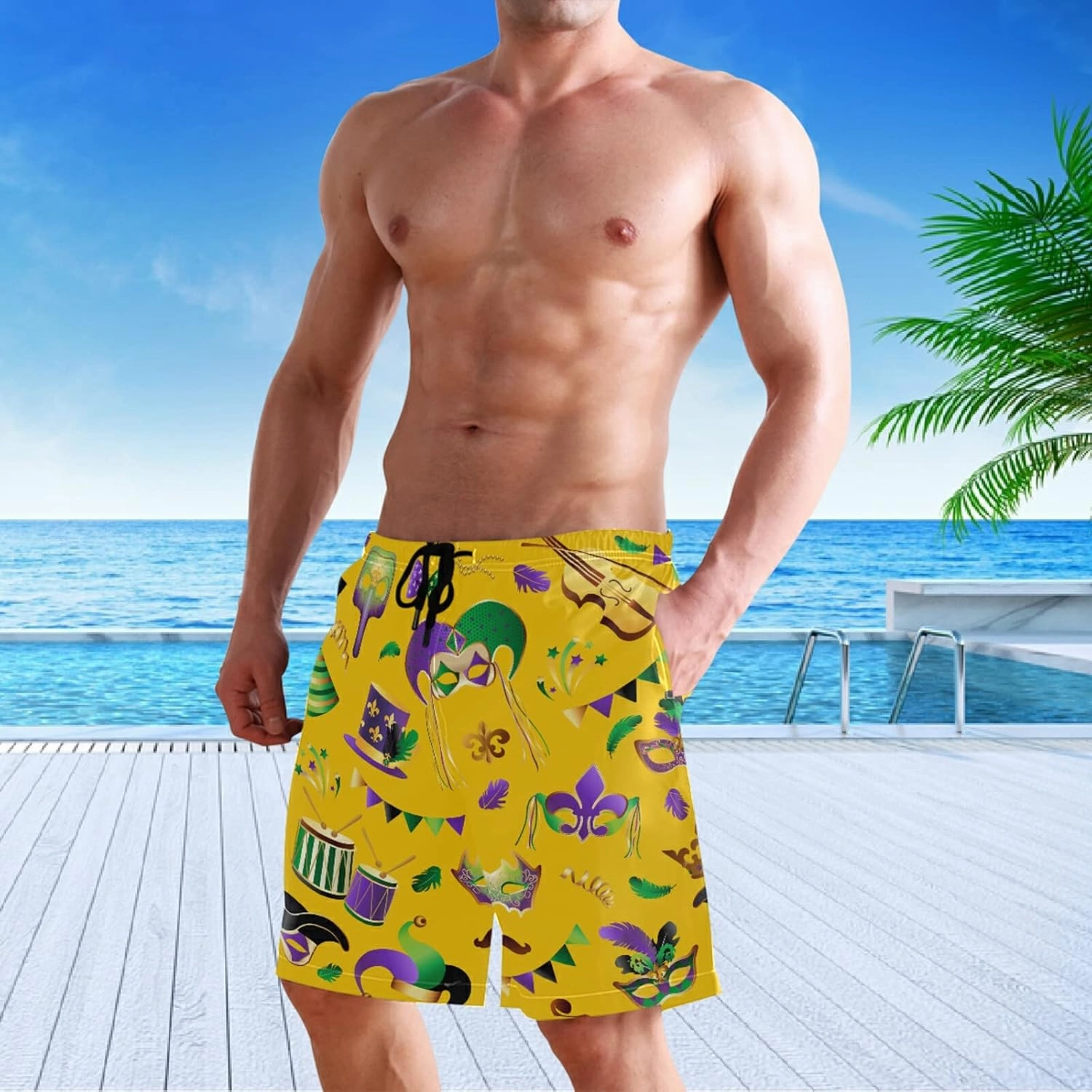 visesunny Men's Colorful Flower Print Beach Shorts Hot Summer Swim Trunks Sports Running Bathing Suits with Mesh Lining