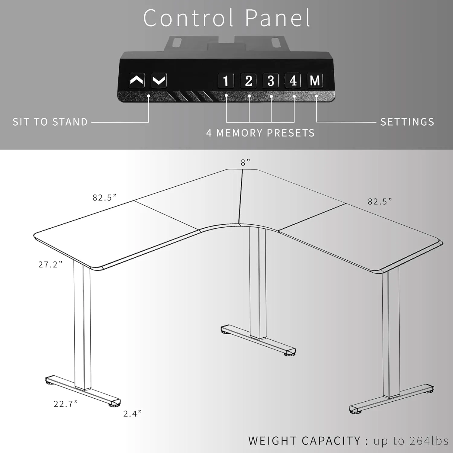 VIVO Electric Height Adjustable 83 x 83 inch Curved Corner Stand Up Desk, Black Table Top, Black Frame, Memory Controller, L-Shaped Workstation, E3C Series, DESK-KIT-E3CB83B