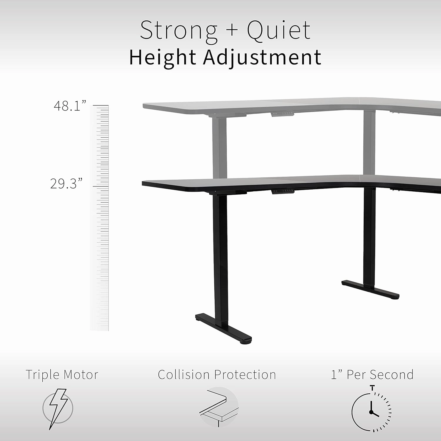 VIVO Electric Height Adjustable 71 x 71 inch Curved Corner Stand Up Desk, Dark Walnut Table Top, White Frame, Memory Controller, L-Shaped Workstation, E3C Series, DESK-KIT-E3CWD