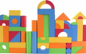 Vokodo 113 Piece Large Foam Building Blocks with Different Shapes and Sizes Bright Colors Quality Educational Kids Creative Construction Toys for Children Girls Boys Toddlers Waterproof