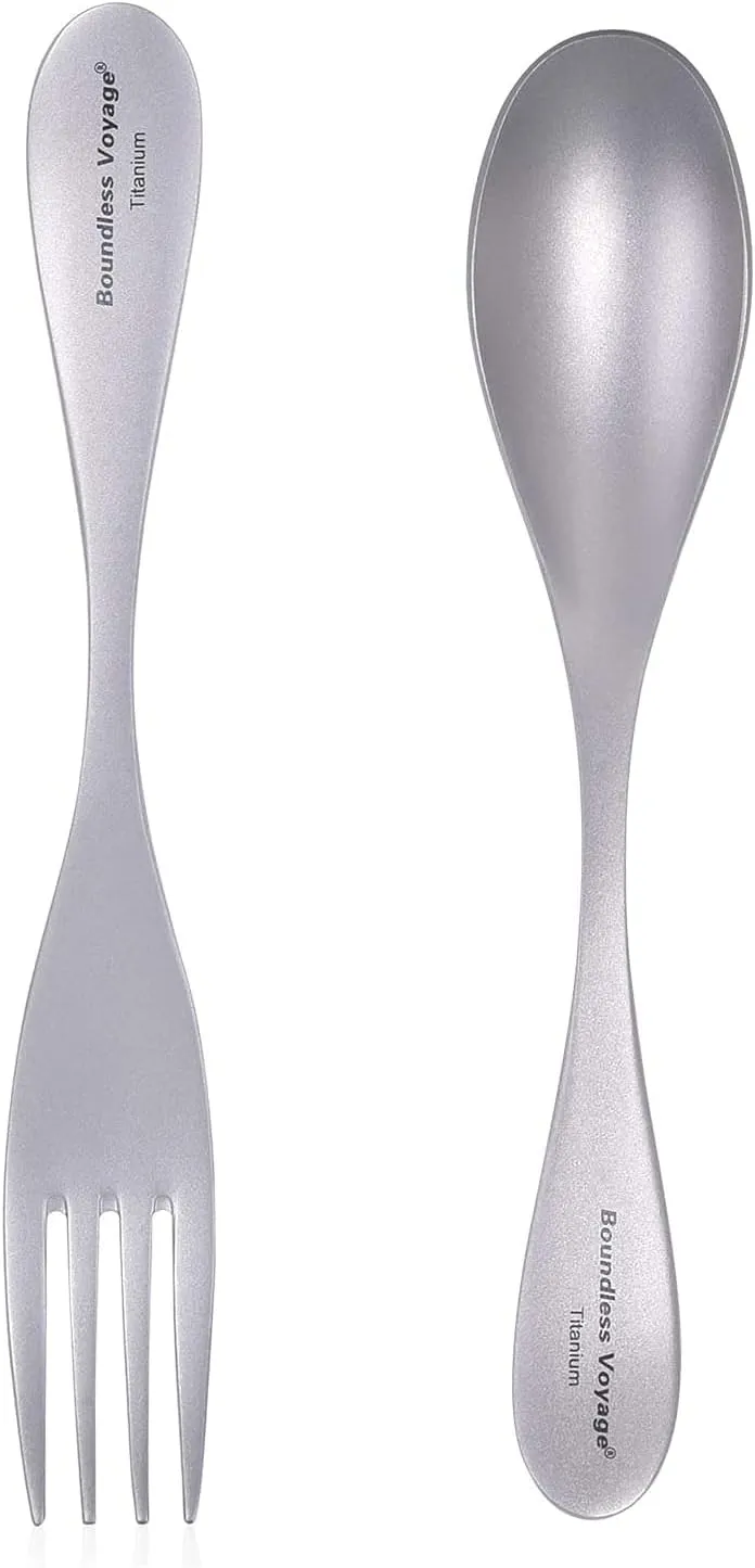 Voyage Tableware Camping Spoon Fork Chopsticks Set Ultralight Outdoor Flatware Cooking Utensils for Picnic Travel Hiking (Color : Ti1070t- Set)
