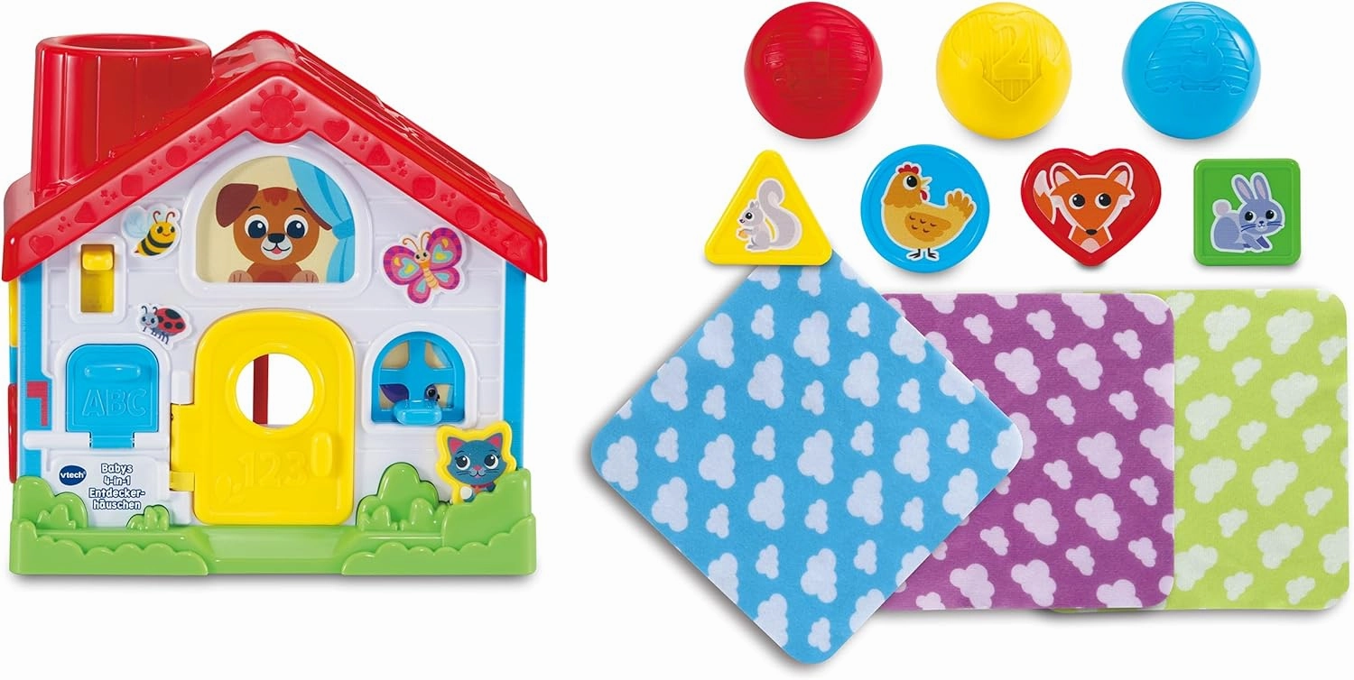 Vtech Montessori 4 in 1 Exploration House - Educational Toy with Versatile Activities, Shapes and Colours and 10 Accessories - for Children from 9 to 36 Months