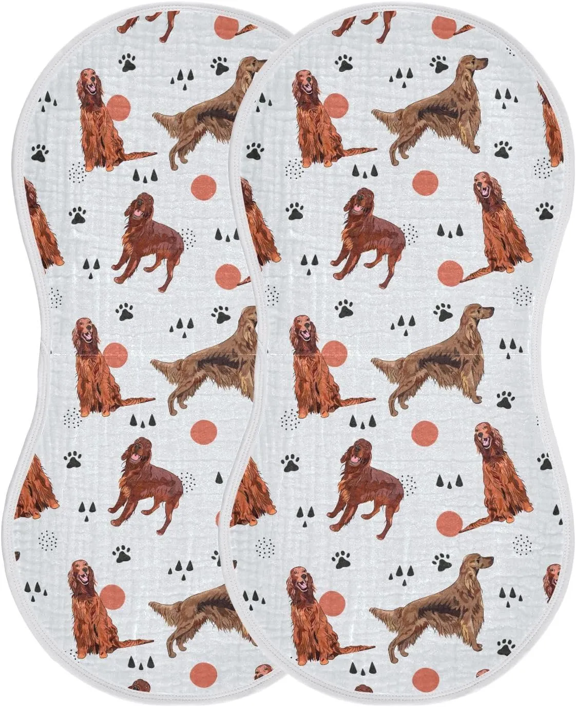 vvfelixl Muslin Burp Cloths Irish Setter Dog Pattern Baby Washcloths for Baby Girl Boys 2 Pack
