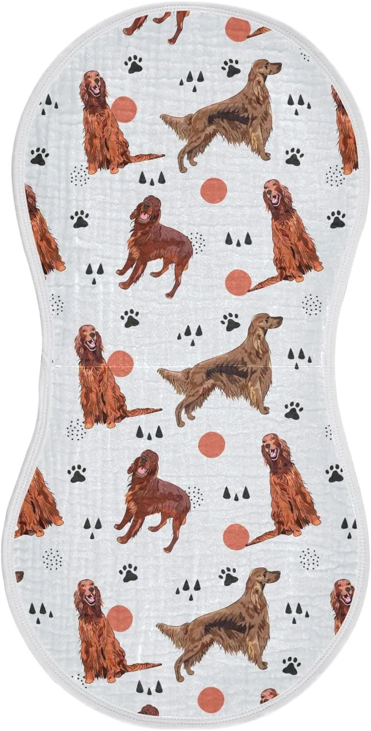 vvfelixl Muslin Burp Cloths Irish Setter Dog Pattern Baby Washcloths for Baby Girl Boys 2 Pack