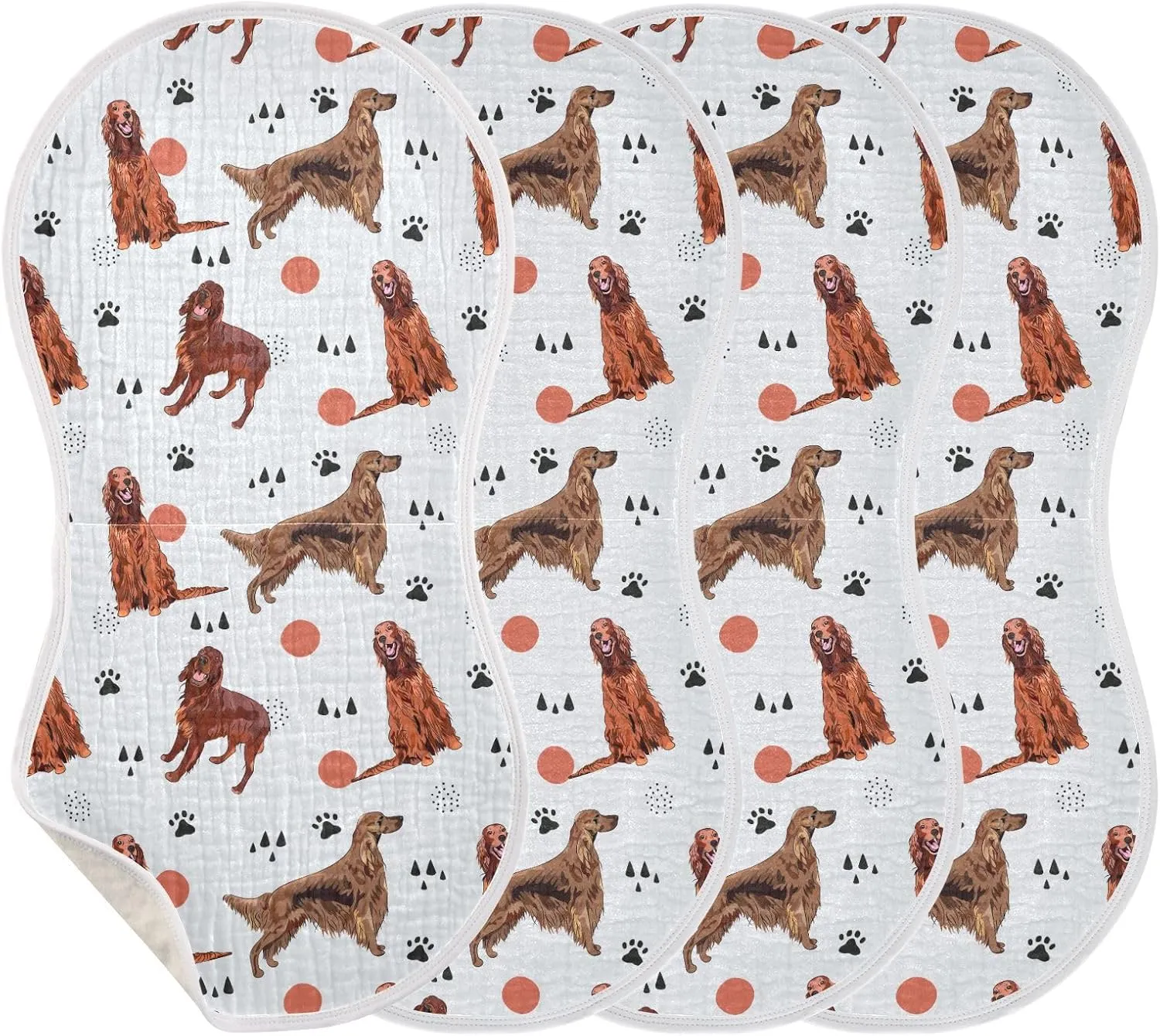 vvfelixl Muslin Burp Cloths Irish Setter Dog Pattern Baby Washcloths for Baby Girl Boys 2 Pack