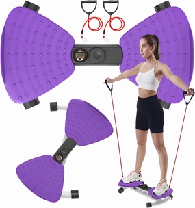 Waist Twister Machine, Adjustable Exercise Twist Board for Women Men, Noiseless Ab Twister for Home Gym Equipment, 330 lbs Capacity | Track Time, Reps, Calories with Digital Display (Vibrant Purple)
