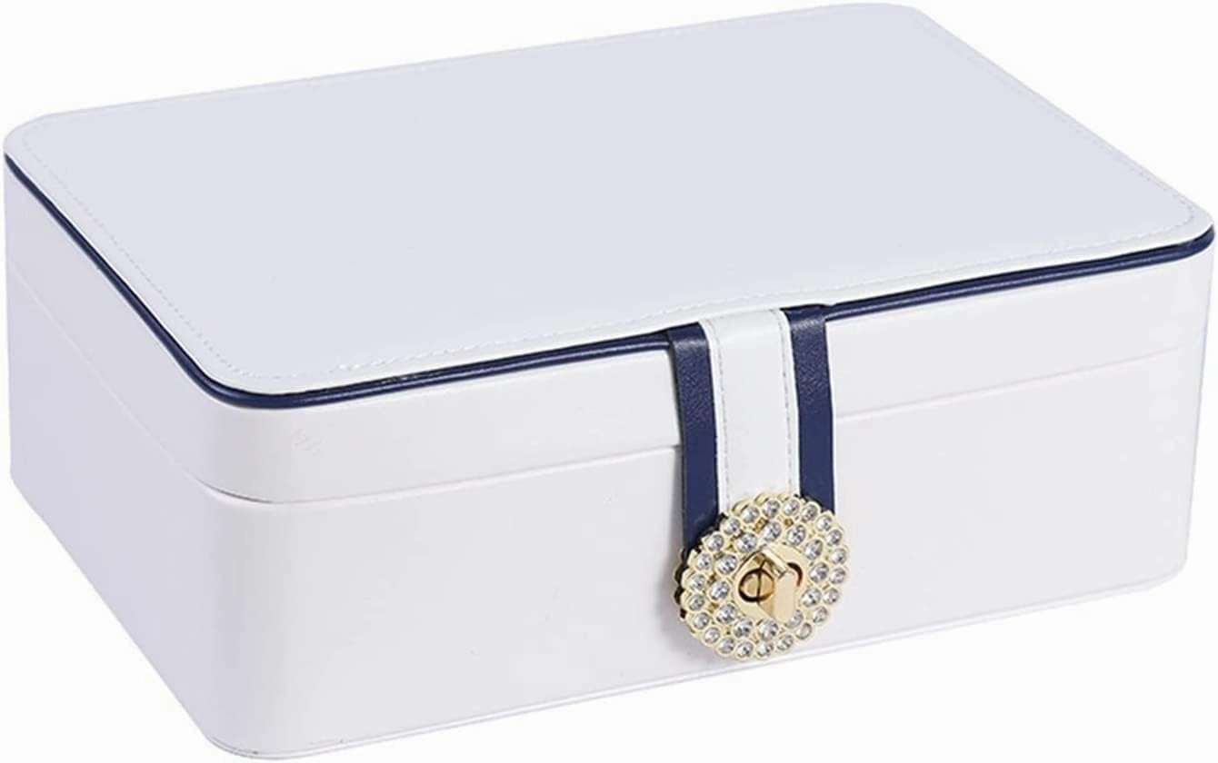 Watch Box,Watch Storage Box,Creative Large Capacity Jewelry Watch Box Travel Jewelry Storage Necklace Earring Ring Watch Storage Box Watch Display Boxes (Color : White)