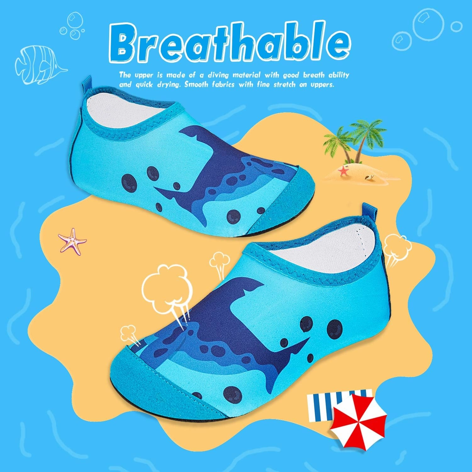 WateLves Kids Water Shoes Toddler Girls Boys Barefoot Non-Slip Quick Dry Aqua Socks for Beach Swim Walking