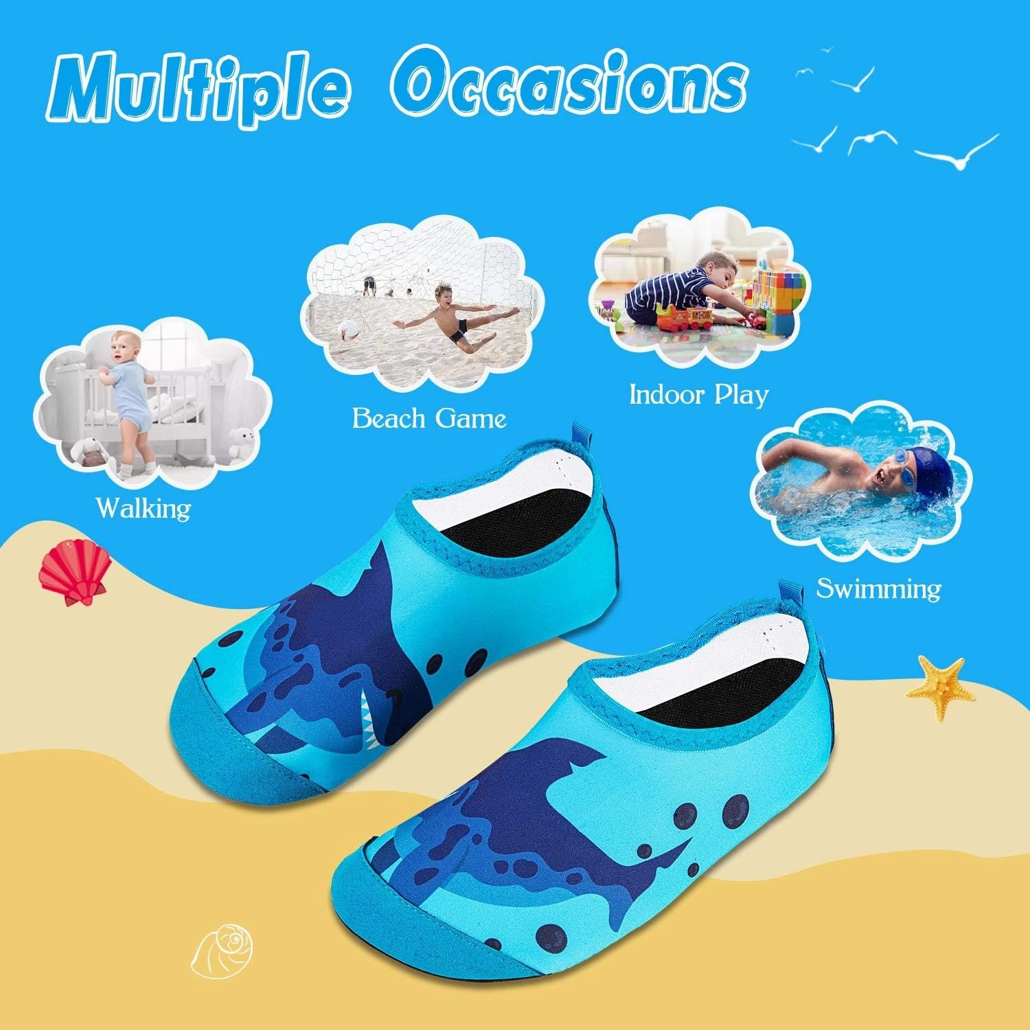 WateLves Kids Water Shoes Toddler Girls Boys Barefoot Non-Slip Quick Dry Aqua Socks for Beach Swim Walking