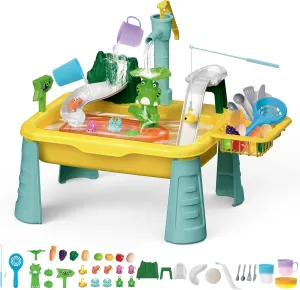 Water Table Fishing Game Toy Sets, Play Sink with Running Water, for Kids Toddlers Age 3 
