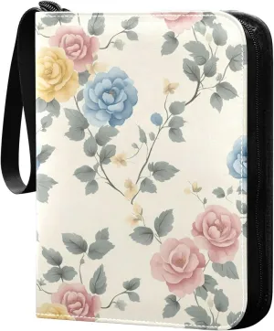 Watercolor Colorful Flowers Card Holder, Card Holder Album with 400 Card Slots in 50 Pages for Display, Storage, Portability