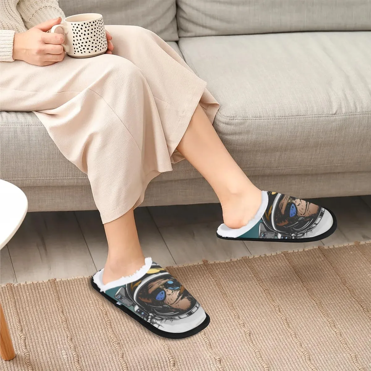 Watercolor Sea Turtle House Slippers, Soft, Comfortable Lining, Polyester, Slip-On, Round Toe, Patterned Animal Print, Adult, Unisex, Homeowners, Comfort Seekers