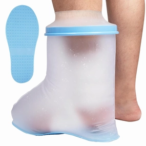 Waterproof Foot Cover for Shower Adult, with Non-Slip Padding Bottom, Ankle Wound Protector Bath Adult Watertight Cast Bag Showering for Surgery Foot, Soft Comfortable Ankle Cast Cover