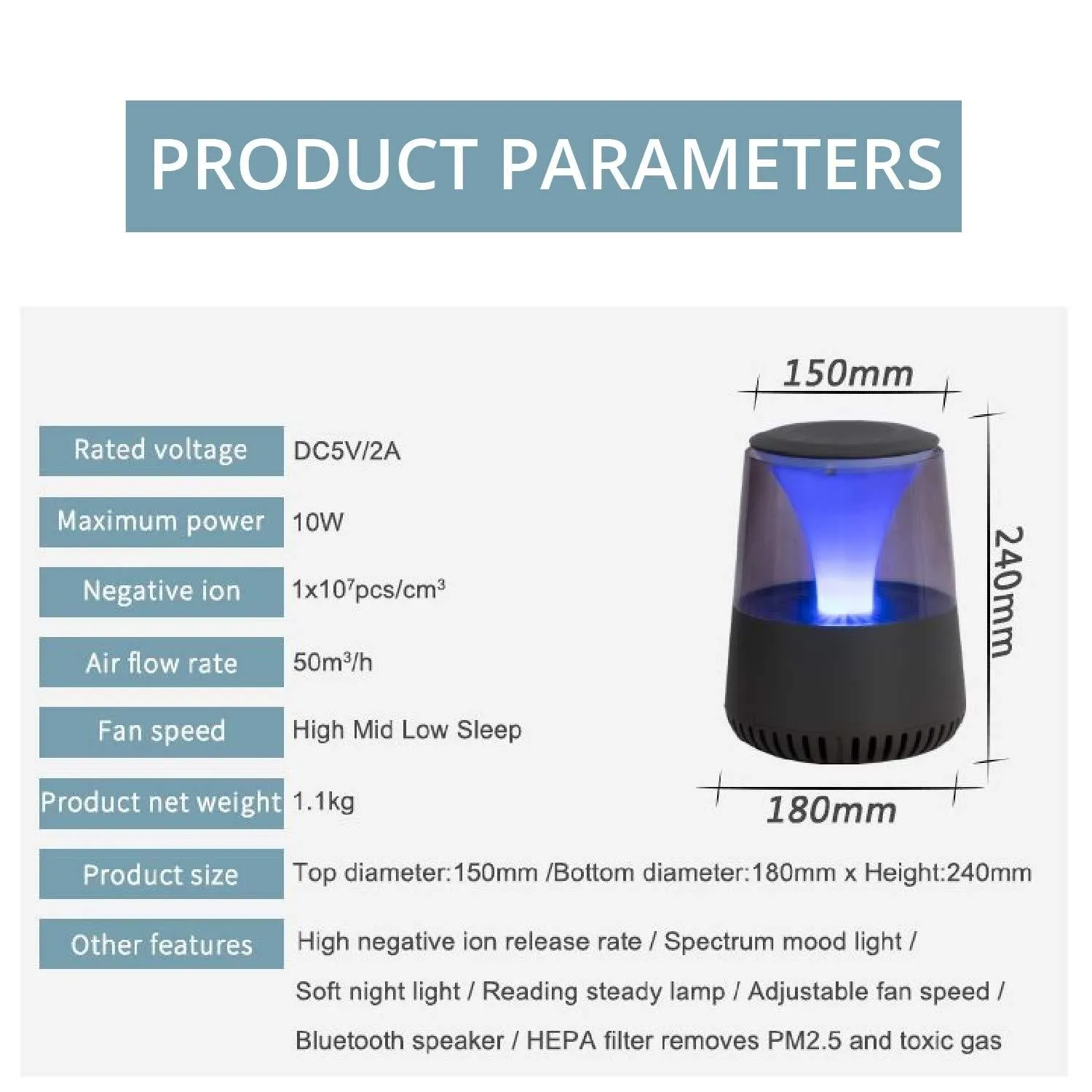 WBM Smart AR-04 Smart HEPA Filter Air Purifier with Quiet Operation, 3 Fan Settings