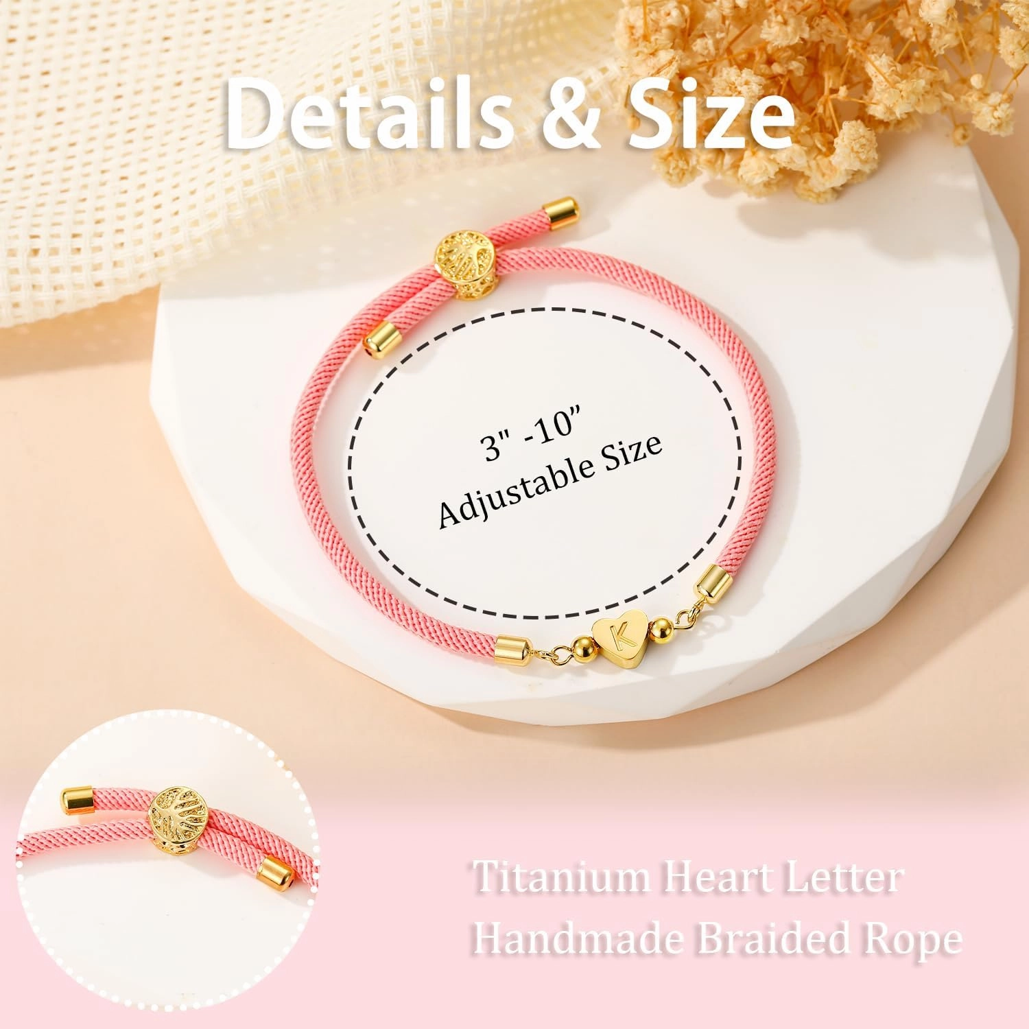 WEDDINEN Initial Bracelets A to Z Dainty Titanium Heart Love Letter Bracelets for Girls,Charm Handmade BraidedName Bracelet Women Trendy Jewelry Birthday Gift