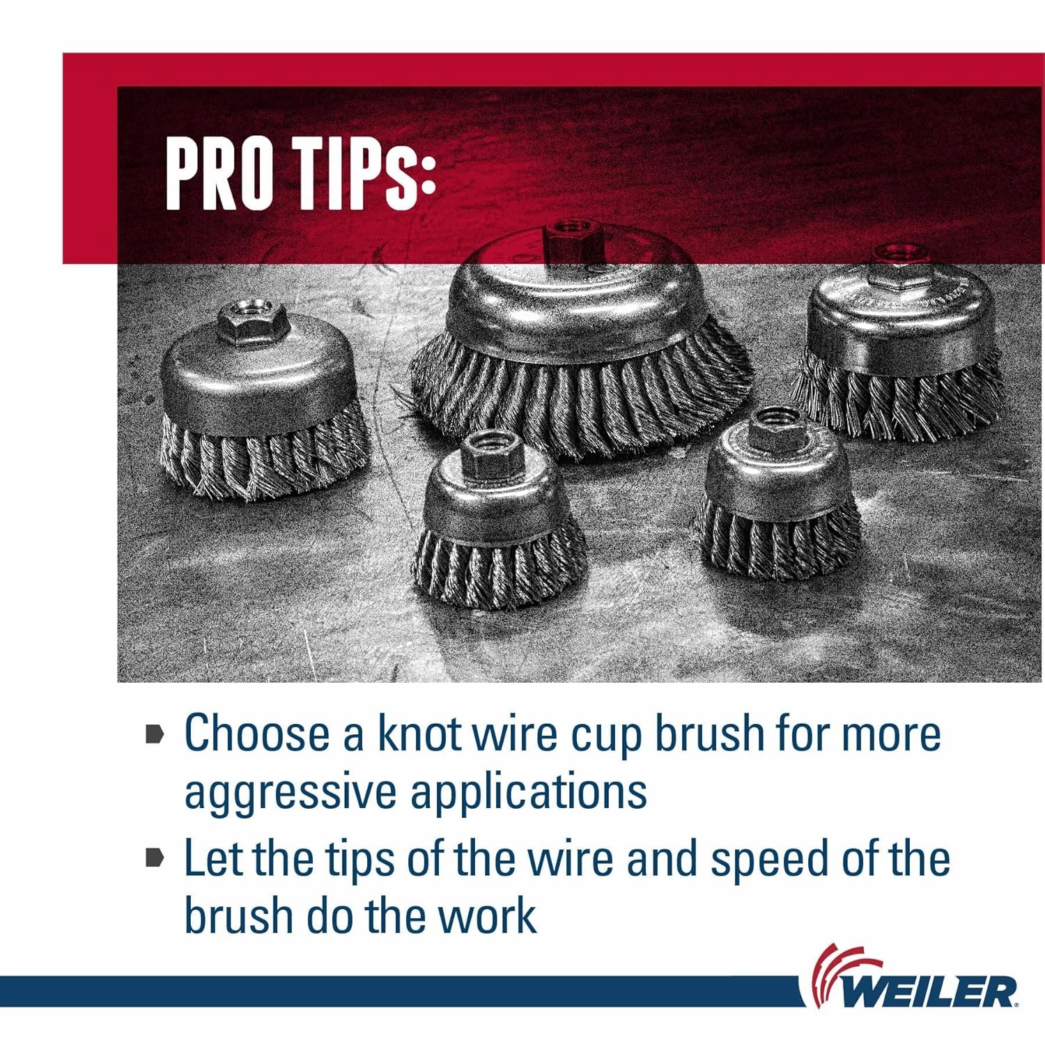 Weiler 13286 2-3/4" Single Row Knot Wire Cup Brush, .020" Steel Fill, 5/8"-11 UNC Nut, Made in the USA