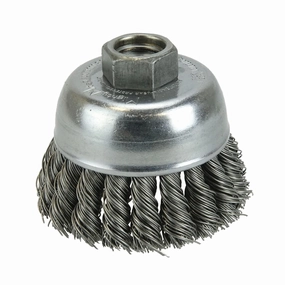 Weiler 13286 2-3/4" Single Row Knot Wire Cup Brush, .020" Steel Fill, 5/8"-11 UNC Nut, Made in the USA