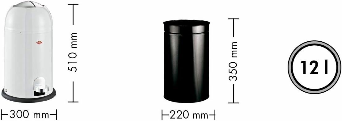 Wesco Kickmaster Junior - German Designed - Step Trash Can, Powder Coated Steel, 4 Gallon / 15 L, Red