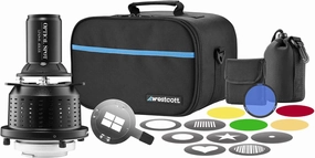 Westcott Optical Spot by Lindsay Adler (Broncolor Mount) with 150mm EF Mount Lens, 8 GOBO Designs, 5 Color Gels, & Travel Case