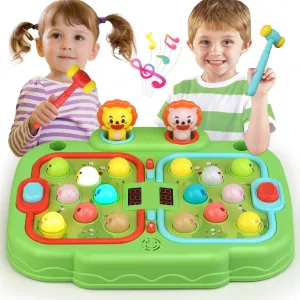 Whack Animal Game for Toddlers, Toys for 4-6 Boys Girls with Sound, Light Up, 5 Modes, 8 Speeds, 120 Levels and 2 Hammers, Interactive Toddler Toys for Kids Ages 3-6