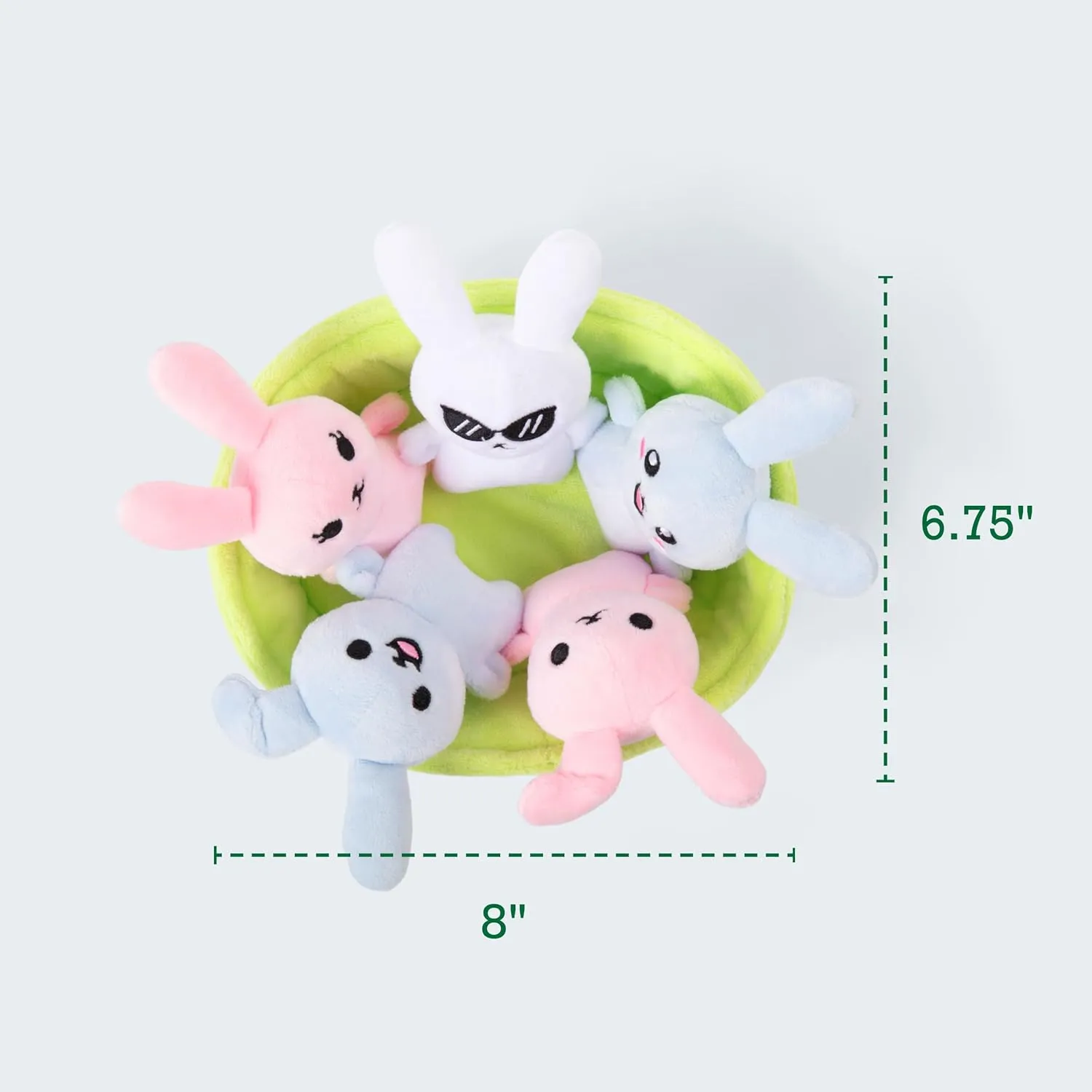 WHAT DO YOU MEME? Emotional Support Bunnies by Relatable, Cuddly Stuffed Animals and Toys, Squishy Toys and Plushies, Great Ideas for Loved Ones of All Ages, Includes 5 Plushies with Carrying Basket